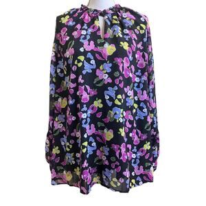 Lane Bryant Cold Shoulder Purple Black Green Spring Blouse Size 24 Plus Size